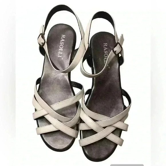 Rasolli Women’s Size 11 White Strappy Sandals Wedge Heels 2”. - Picture 1 of 5